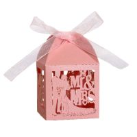 【hot】 Wedding Mr.  Mrs. Hollow Bride Groom Small Boxes for Gifts Guest Favors Wholesale