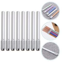 ◐● 8 Pcs Extender Charcoal Pencils Extension Holders Tools Crayon Artists Stainless Steel Metal Short Extenders