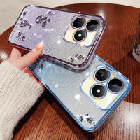 เคสเคสนิ่มเคลือบอิเล็คโทรเพลทใหม่สำหรับ Realmec51หรูหรากุหลาบนิรันดร์ไล่ระดับสีระยิบระยับเคสโทรศัพท์ Realme C51 C53 C55 C33ของ NFC C30 C30S C35 C31 C25Y C21Y C25ลายดอกไม้ C25S เคส Realme C53 NFC 2023