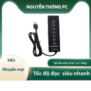 Bộ chia 7 cổng usb 3.0 superspeed 5GBPS dây dài 1m2 đen có đèn led cho