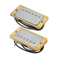 FLEOR 2ชิ้นคอเซรามิกและสะพานกีต้าร์ไฟฟ้า Humbucker Pickup LP พร้อมกรอบยึดโค้งโครเมียม/สีดำ/สีเลือก