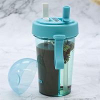 Double Drinking Cup With Two Independent Straws Leakproof Detachable Water Bottle For Adult Children Sports Cup