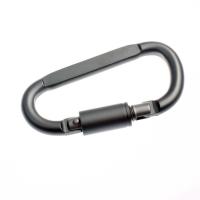 （AT） D Shaped Camping Carabiner สกรูอลูมิเนียมอัลลอยด์สีเทาเข้ม LockClipRing Outdoor Camping Climbing Tools Accessories