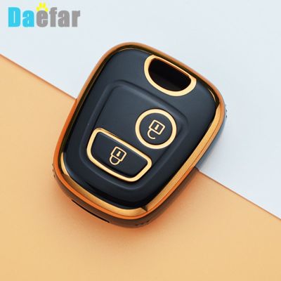 dvvbgfrdt 2 Buttons TPU Case For Peugeot 107 206 307 207 408 For Citroen C2 C3 C4 Berlingo Xsara Picasso For Toyota Aygo Straight Key