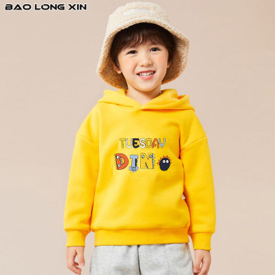 BAOLONGXIN เสื้อสเวตเตอร์เด็ก,เสื้อกันหนาวแฟชั่นสไตล์เกาหลีมีฮู้ดและเสื้อขนแกะหนา