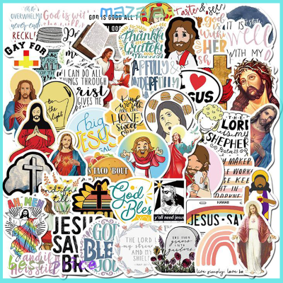 mazalan TANG 50Pcs Jesus Christians Cartoon Graffiti Stickers Laptop Skateboard Luggage Decal