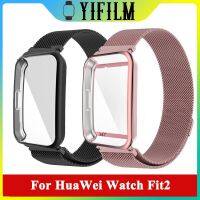 ❖✐♝ สายนาฬิกา Milanese สำหรับ Huawei Watch Fit 2 เข็มขัดรัดข้อมือ Magnetic Loop Bracelet Metal Watchband Screen Protector Case