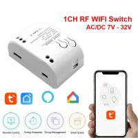 Tuya สวิตช์แบบ WIFI โมดูล RF DC/AC 7-32V AC 85-250V รีเลย์ตัวรับโมดูลแอปรีโมทคอนโทรลชีวิตอัจฉริยะสำหรับ Alexa Google Home