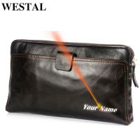 WESTAL Mens Wallet Genuine Leather Clutch Bag Mens Purse Leather Wallet for Credit Card Phone Wallets for Passport Coin Purses