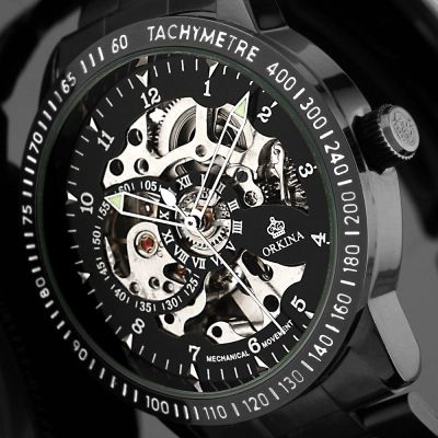 Mens Watches Luxury Top Brand Fashion Design Engraving Transparent Skeleton Watch for Men Mechanical Automatic Relogio Masculino