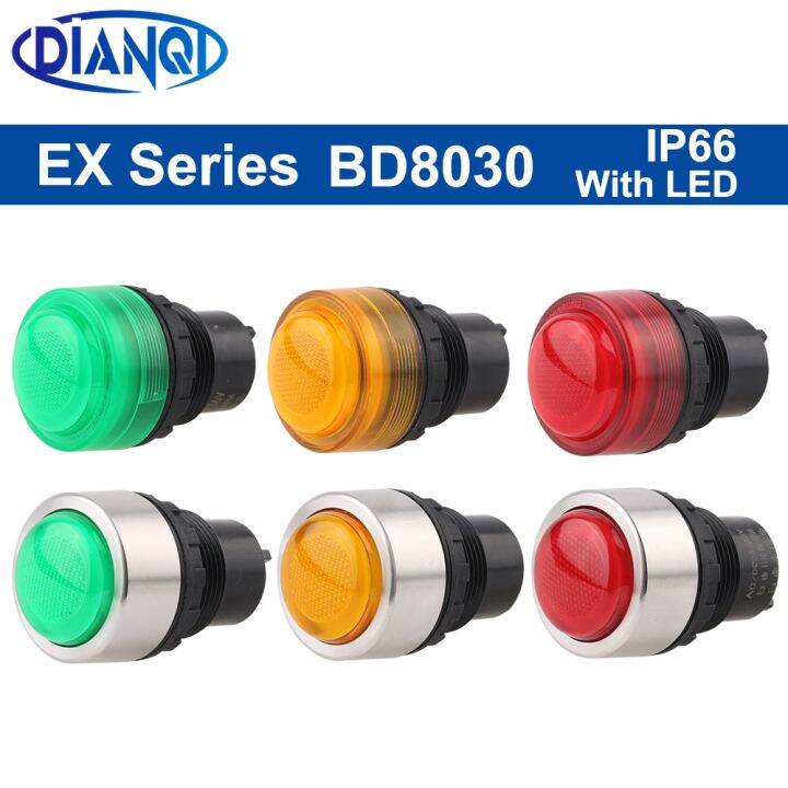 30mm Explosionproof LED Signal Lamp Waterproof Plastics /Metal Head