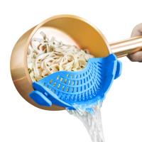 Strain Pot Strainer และ Pasta Strainer-คลิปซิลิโคนปรับได้บนตัวกรองสำหรับหม้อกระทะและชาม-Colande ครัว