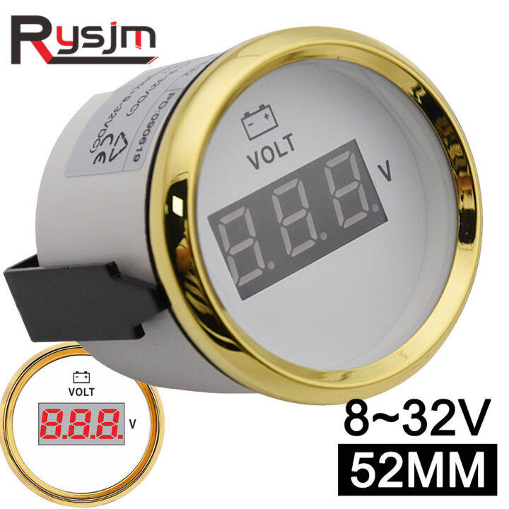 Digital Marine Voltmeter 52mm Volt Gauge Meter 832V Voltage Meters for