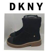 RE19 ของแท้..DKNY รองเท้าบูทสุดหรู สีดำตัดขอบทอง หนังแท้ ใส่กันหนาว พื้นกันลื่น เดินชิคๆชิบุย่า