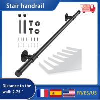 Secure Pipe Stair Handrails Staircase Handrails Carbon Steel For Wall Mount Stairs Indoors And Outdoor Black And Gold