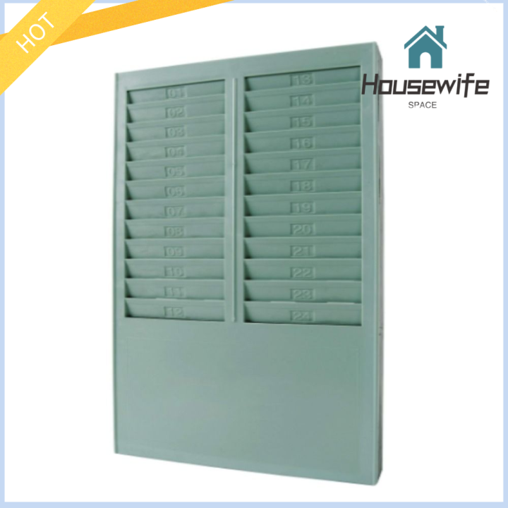 HOUSEWIFE SPACE with 24Pocket Time Cards Rack Gray Retractable Card