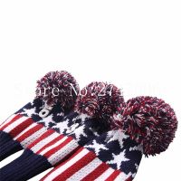 3Pcs Knitted Golf Head Covers Wood Pom Pom Golf Club Headcovers For Driver Fairway Wood 3 5 Wood Head Cover