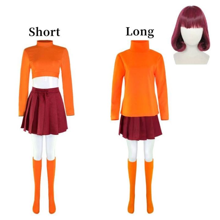 Movie Adult Scooby Doo Velma Dinkley Halloween Christmas Party Set Wig Cosplay Performance 4250