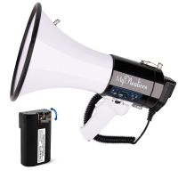 Portable Volume Control Bullhorn Voice Siren Alarm Modes Megaphone Speaker with and Strap Black Bluetooth Megaphones