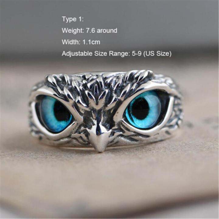 897gongs-คู่รัก-jewelry-ของขวัญ-open-adjustable-owl-eye-statement-ring-vintage-ring