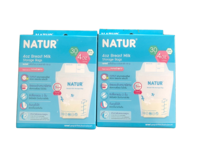 Natur ถุงเก็บน้ำนมแม่ ผลิตภัณฑ์เนเจอร์ 4oz จำนวน 30 ถุง/แพ็ค 2แพ็ค)