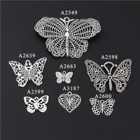 1pc Antique Silver Heart Shaped Butterfly Carved Flower Figure Charms Making Animal Pendant Necklaces Diy Jewelry
