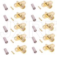 10PCS SMA Female 2-Hole flange Panel mount Straight Crimp for RG316 RG174 LMR100 cable RF Coaxial Connector