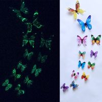 ZZOOI 12Pcs/set Luminous butterfly Wall Sticker living room Butterflies for wedding Party decoration Home 3D Fridge stickers wallpaper