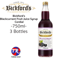 Bickfords Blackcurrant Fruit Juice Syrup Cordial บิกฟอร์ดน้ำ แบลคเคอเร้นท์เข้มข้น 750มล แพ็ก 3 ขวด