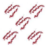 5pcs 5.9 Ft Christmas Red Berry Garland Artificial Burgundy Red Pip Christmas Garland