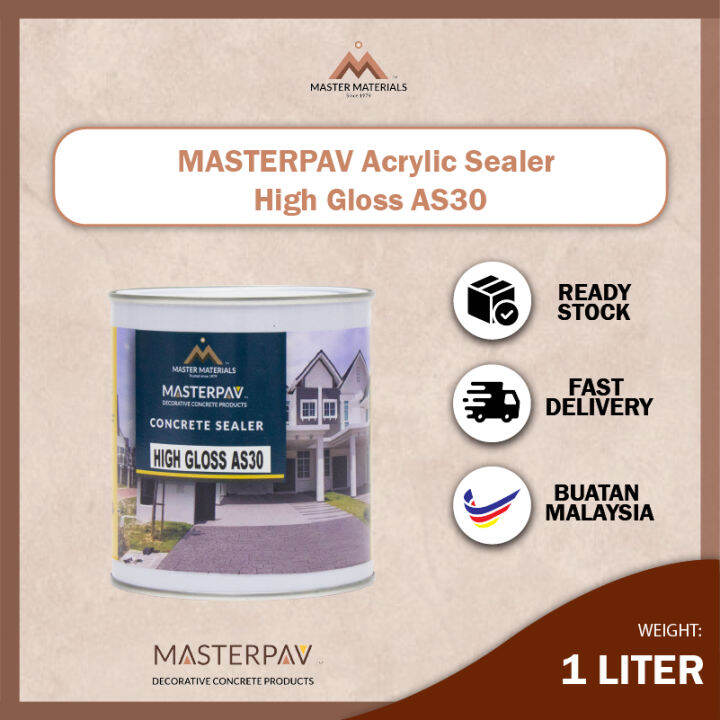 MASTERPAV High Gloss Acrylic Sealer AS30 1Lit/Can Concrete Sealer Cement Floor Coating