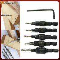 UMMEAX 5ชิ้นเครื่องมืองานไม้สีดำปรับได้ Countersink W/ ประแจเจาะหลุมนำร่อง Set Mata Bor