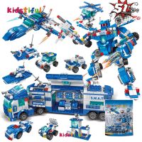 HOT!!!❃ pdh711 Police Building Blocks 700PCS Blue Police SWAT Model Toys for Kids 8 Years Old