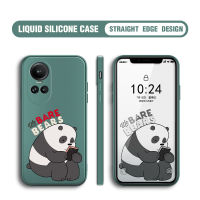 เคสม็อบขนาดเล็กสำหรับ OPPO Reno10 Pro 5G เคสโทรศัพท์ลายการ์ตูน We Panda ปลอกซิลิโคนของเหลวทรงสี่เหลี่ยมดั้งเดิมสำหรับเด็กผู้หญิงเด็กผู้ชายคลุมทั้งหมดเคสป้องกันทนแรงกระแทกกล้อง