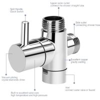 1ชิ้นตัวแยกฝักบัวก๊อกน้ำฝักบัวแบบเปลี่ยนทิศทางได้วาล์วสามทางหัวฉีดอาบน้ำสวิตช์ตัวแปลงสองจุดจุดเดียว