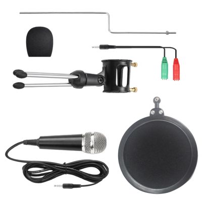 Recording Condenser Microphone Microphone for Computer Pc Karaoke Mic Holder for 3.5mm Plug
