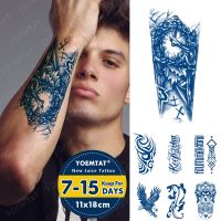 【YF】 Blue Lasting Ink Juice Waterproof Temporary Tato Sticker Sheet Totem Eyes Eagle Tiger Personality Body Art Fake Tattoo Men Women