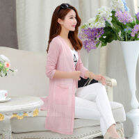 IXB834 2021ใหม่เสื้อคลุมบางๆกลางความยาว Slim-Fit Slimming Lace Gauzy Cardigan เครื่องปรับอากาศเสื้อผ้าคลุมไหล่กันแดดสำหรับสตรี