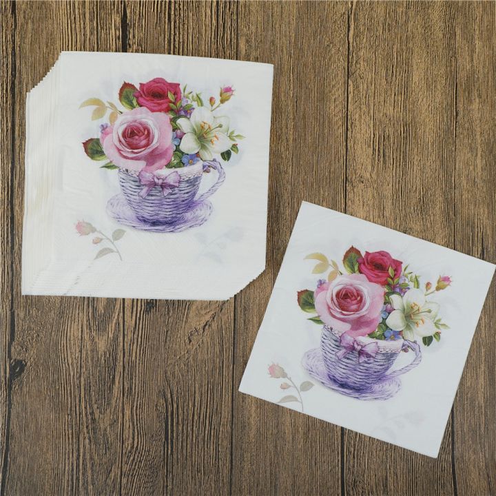 20pcs-pack-festive-party-supplies-decoupage-decoration-tissue-napkins-bloosm-rose-floral-flower-theme-paper-napkins