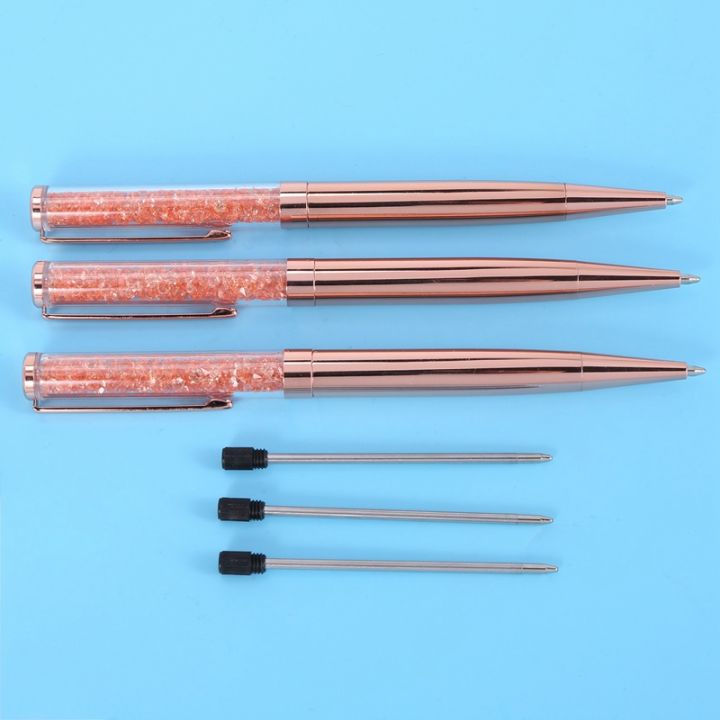 rose-gold-pen-bling-crystal-ball-point-pen-black-ink-pen-with-15-extra-refills-rose-gold-15-pack