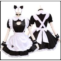 New Black Cute Cat Lolita Maid Dress Costumes Cosplay Suit for Girls Woman Waitress Maid Party Stage Costumes