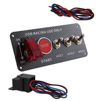 12V Car Ignition Switch Engine Start Push Button 3 Toggle Racing Panel
