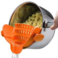 Silicone Kitchen Strainer Clip Pan Drain Rack Bowl Funnel Rice Colander Univers