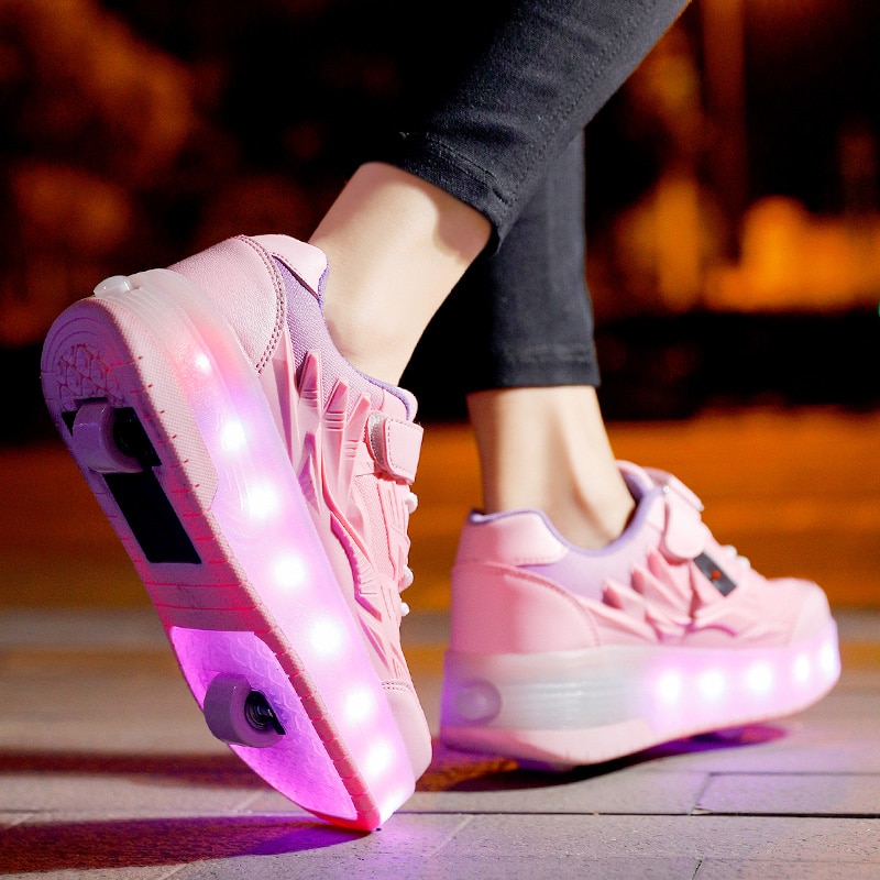 Roller Shoes Kids Roller Skates Shoes Girls Boys Shoes with Wheels Become Sport Sneaker with Led for Children Gift 