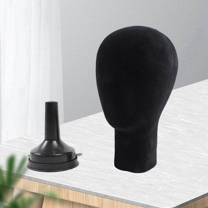 2x-flocking-foam-mannequin-head-model-photography-props-adult-mannequin-head-mold-wigs-glasses-hat-display-holder-black