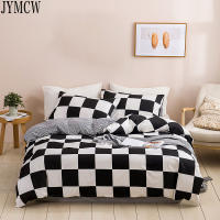 Nordic black and white plaid bedding set 23 piece set, soft and breathable duvet cover &amp; down pillowcase (no sheets)