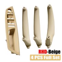 RHD-Beige-4pcs RHD-Beige-4pcs รถขับเคลื่อนด้านซ้ายมือสำหรับ BMW E70 E71 X5 X6 2007-2013แผงมื่อจับประตูด้านในคาร์บอนไฟเบอร์สีเบจสีดำแผงด้านใน