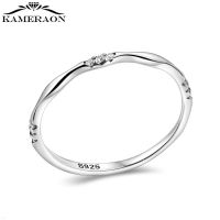 Real 925 Sterling Silver Zircon Round Irregular Geometric Ring for Fashion Women Cute Fine Jewelry Minimalist Accessories Gift