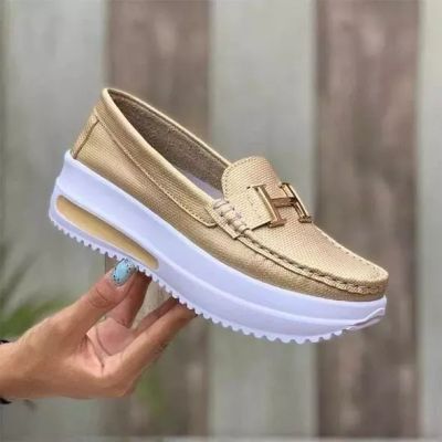 Atikota ashion Loafers Thick Bottom Plus Size Work Casual Shoes for Female Slip Ons