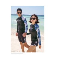 Korean Couple Swimwear Men Women Swimming Suit Long Sleeve Rash Guard Surf Wear